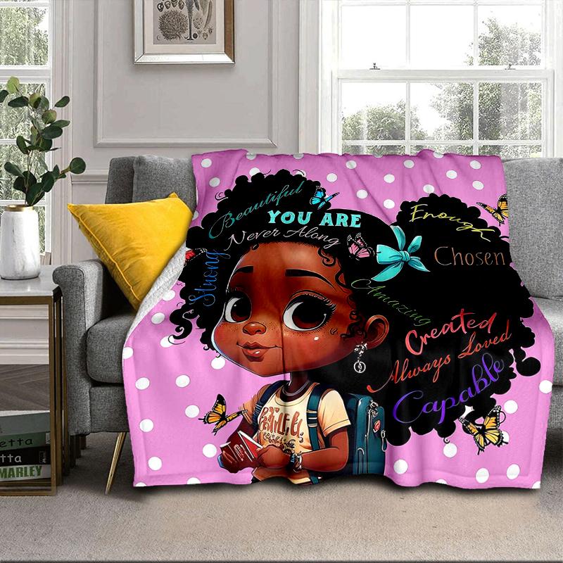 Black Princess Magic Celebration Blanket Flannel Blanket for Bed, Sofa, Camping, Hiking, Picnic Essentials, Gift for Family Fan Gifts