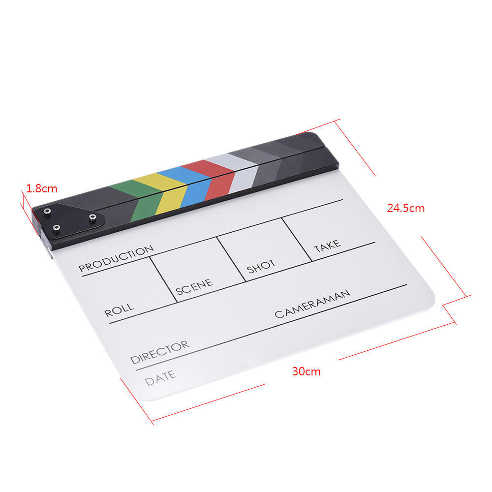 10  * 12    24.5 * 30cm Acrylic Dry Erase Clapboard Clap stick Clapper Board Slate for Film Movie Cut Action Scene