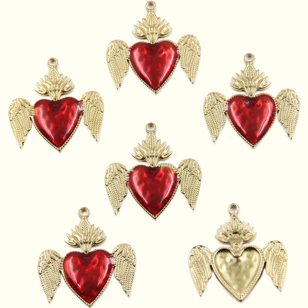 10 Styles Gothic Red Heart Pendant – Stainless Steel DIY Charm