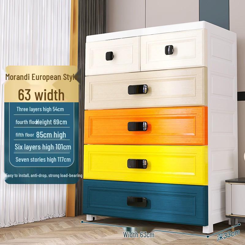 Morandi Children's Multi-Layer Storage Cabinet - Thickened Plastic Toy Organizer