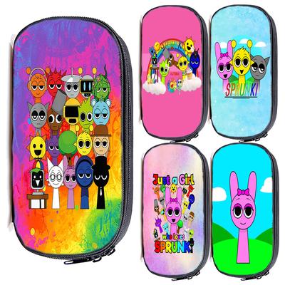 Sprunki Pen Storage Bag Incredibox Pencil Case Kids Multifunctional Cosmetic Study Supplies Simple Boys Girls Student Stationary Boxes