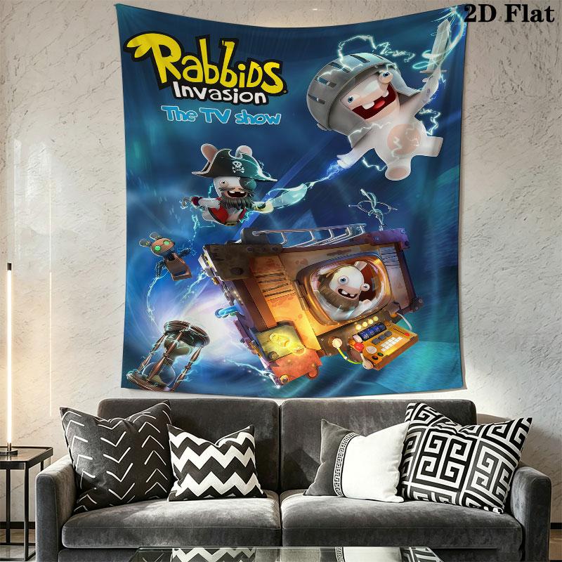 Rabbids Invasion Glow Wall Hanging Printed Fabric Blanket Decorative Tapestries for Bedroom Living Room Home Decor