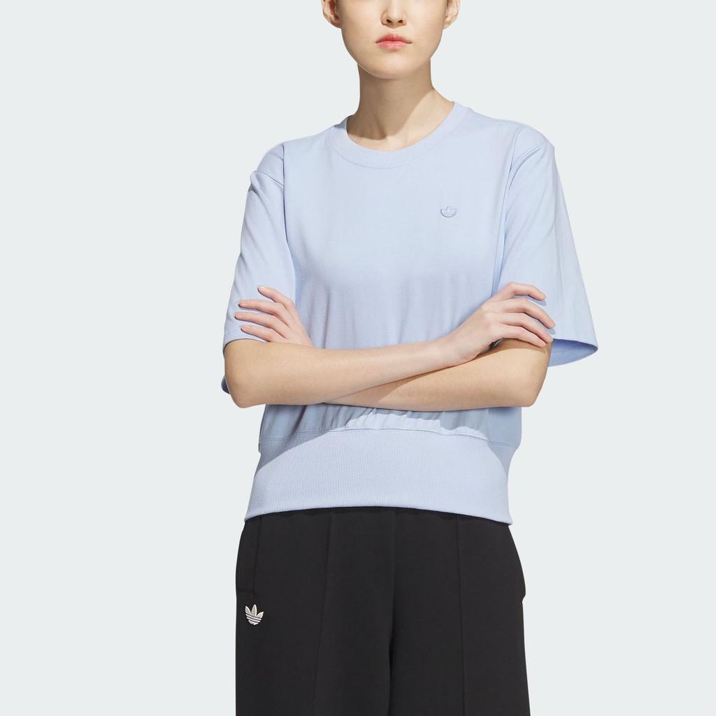 Adidas Originals Adiclub Single Jersey Tee Loose Fit Short Sleeve Women Tops Light-Pink Pale-Blue IP1755
