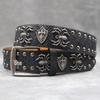 Unisex 7-Color 3D Spider Rivet Leather Belt with Snake Print