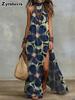 Summer Bohemian Ruffle Open-Shoulder Printed Maxi Dress