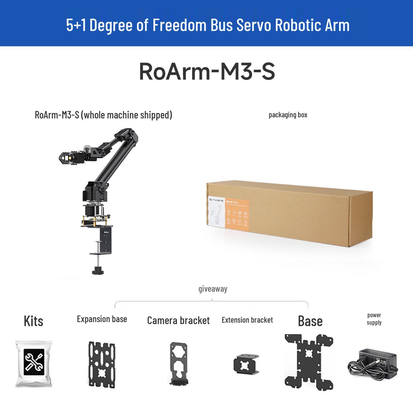 5+1 DOF High-Torque ESP32 Robotic Arm Kit with Dual DOF Wrist