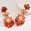 Alloy Studded Diamond Simulated Flower Earrings For Women Creative Fashionable High-quality Flower Earrings