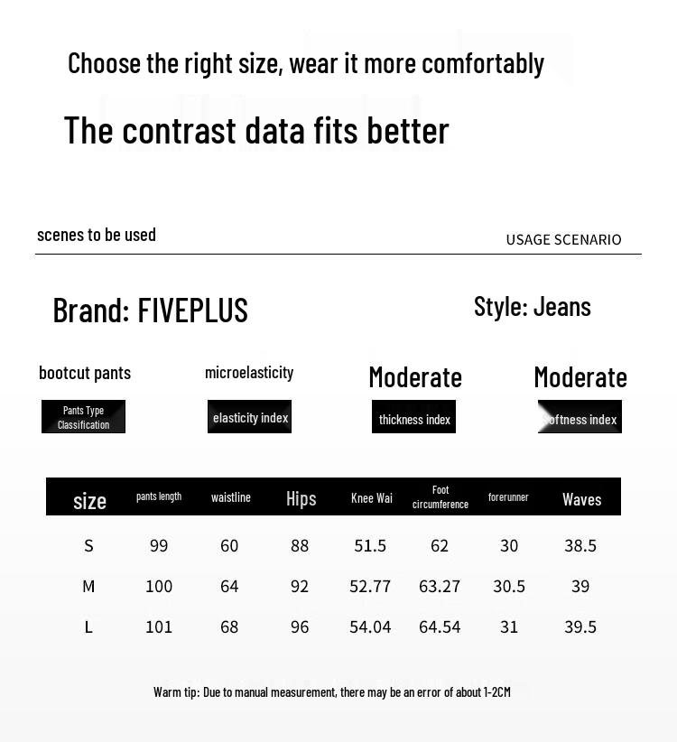 FivePlus Women's High-Waist Loose Fit Straight Wide-Leg Denim Jeans