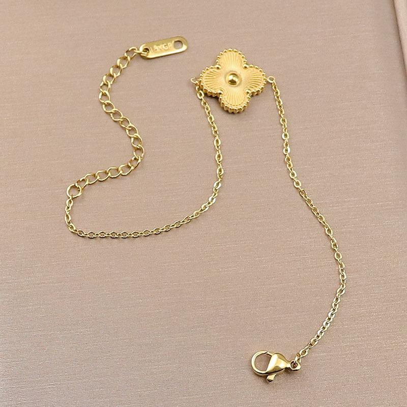 Edelstahl Glücksklee-Armband mit fünfblättrigem Kleeblatt Titanstahl-Armband Zartes Damenmodell