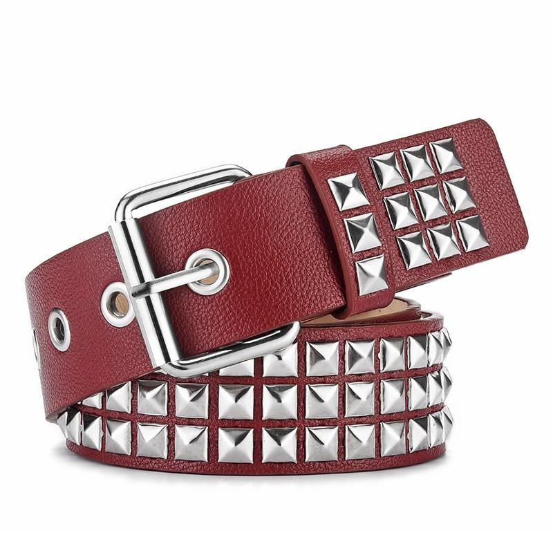New Square Bead Rivet Belt for Women, Heavy Metal Belt for Men and Women, Y2K European and American Punk Rock Jeans Belt