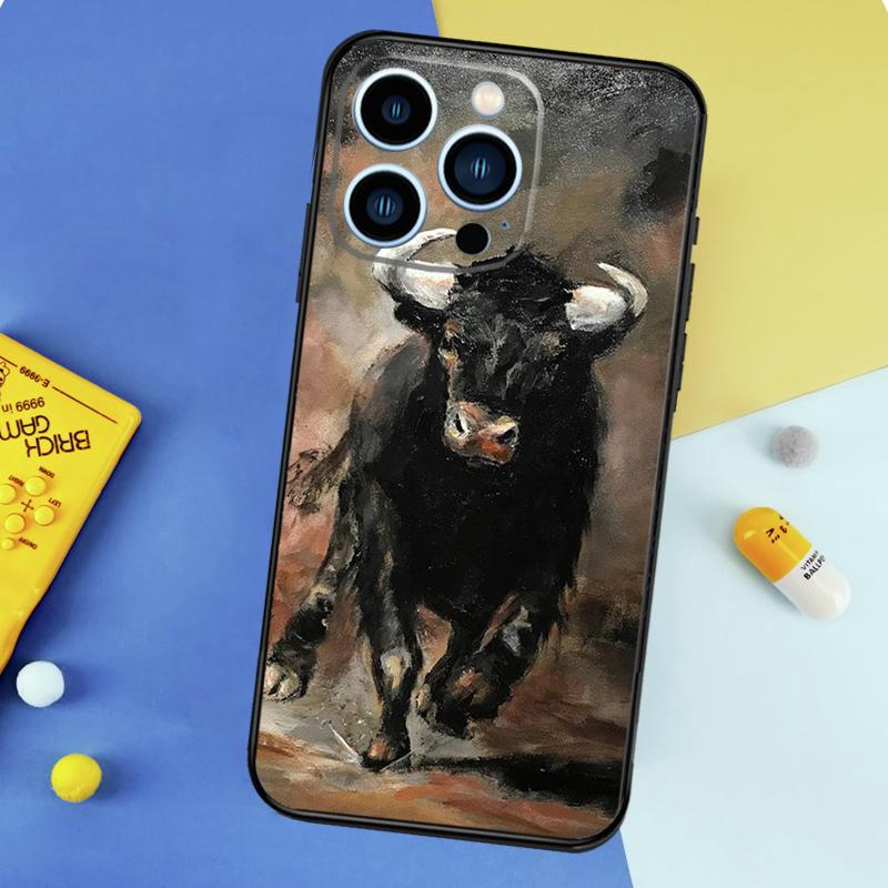 Bull Animal Phone Case For iPhone 17 16 14 13 12 11 15 Pro Max Plus 12 13 mini 16e 17 Air Bumper Cover