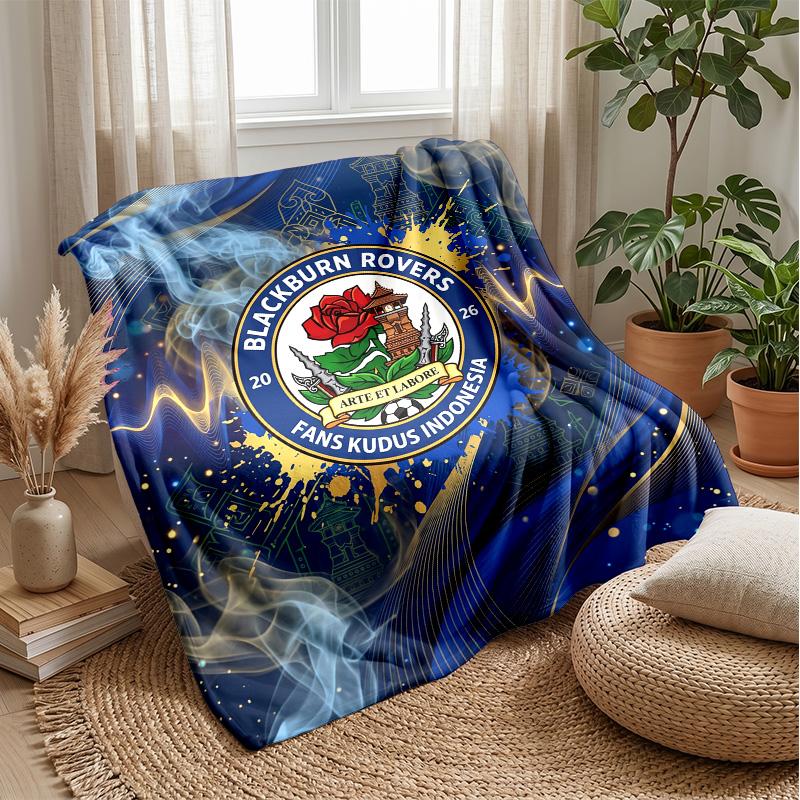Coperta in Flanella con Stampa Calcio Blackburn Rovers, Coperta Morbida Calda Leggera per Divano Letto Campeggio