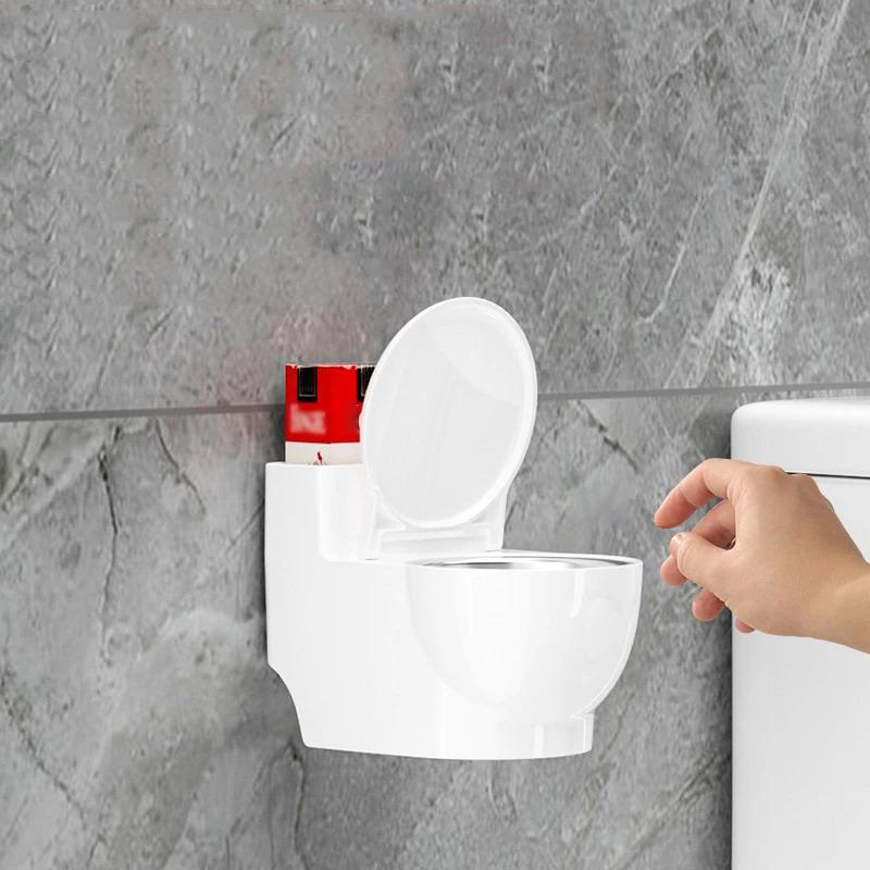 Creative Ashtray Toilet Shaped With Lid Bathroom Wall Mounted Detachable Ashtray Anti Drop Thick Desktop Ashtray Storage Box