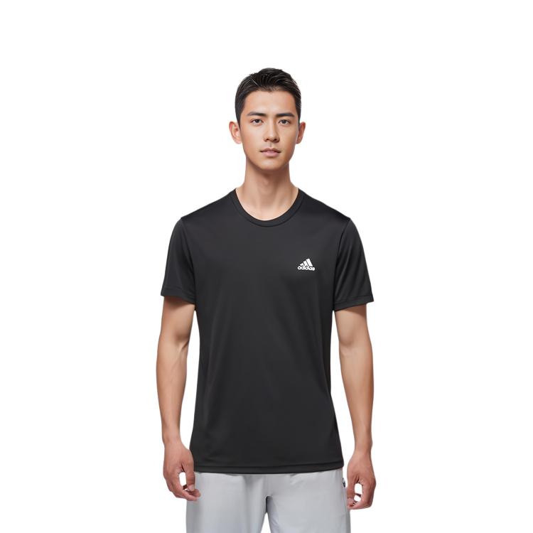 adidas T Shirts Men's Black Crew Neck Moderate Straight Fit AZ4076