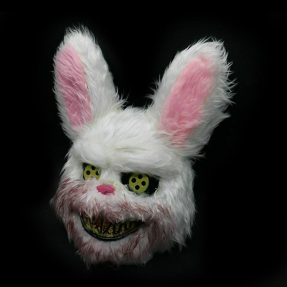 White Bunny Rabbit Bloody Mask Creepy Scary for Halloween Party Costumes Cosplay