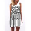 European Station European and American New Retro Digital Printing Round Neck Hot-selling Off-the-shoulder Medium and Long Vest Dress