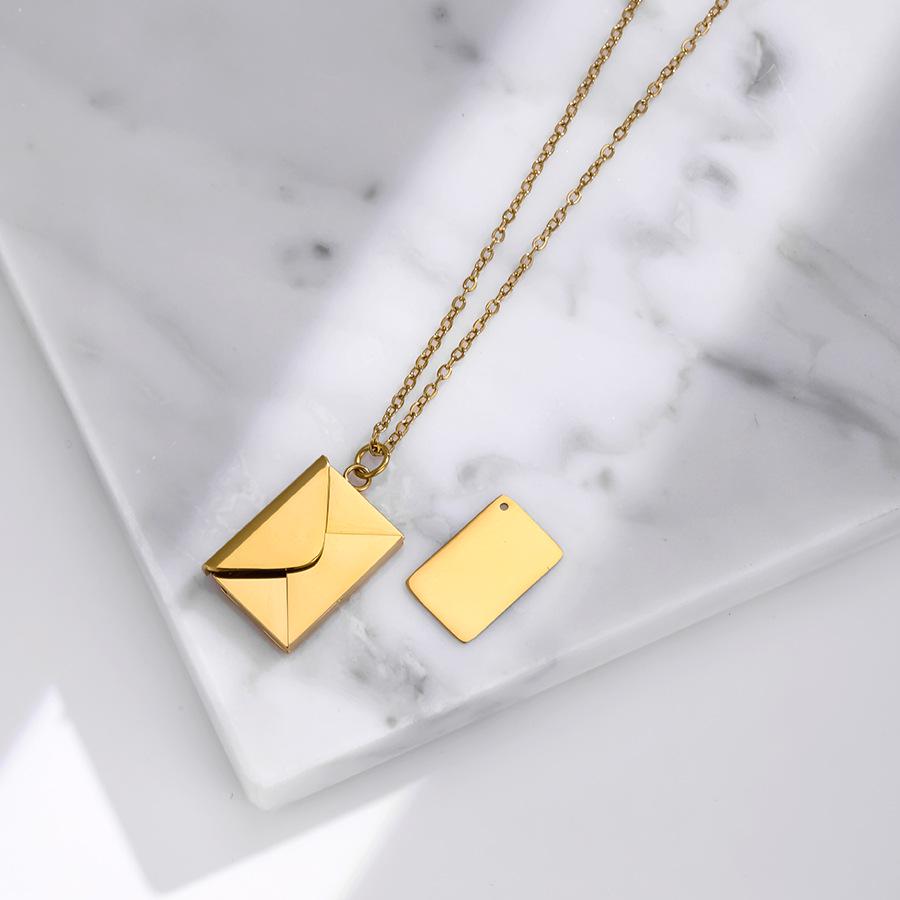 Personalized Stainless Steel Cross Envelope Pendant Necklace for Couples