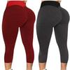 2PC Women's Casual Skinny Slim Hip Lifting Fitness Sports Yoga Seven-Point Pants