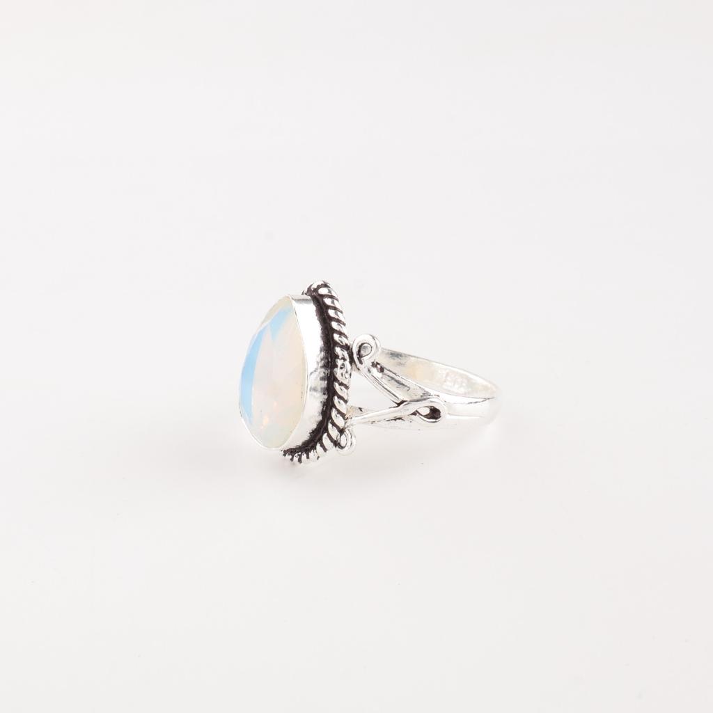 Milky Opal Gemstone 925 Stamped Silver Jewelry Handmade Statement Ring For Gift RR-57-19