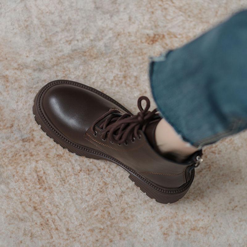 Damen-Ankle Boots 2026 Herbst Winter Mode Runde Spitze Damen Kurzstiefel Niedriger Absatz Plateau Lässig Herbst Damen Stiefel