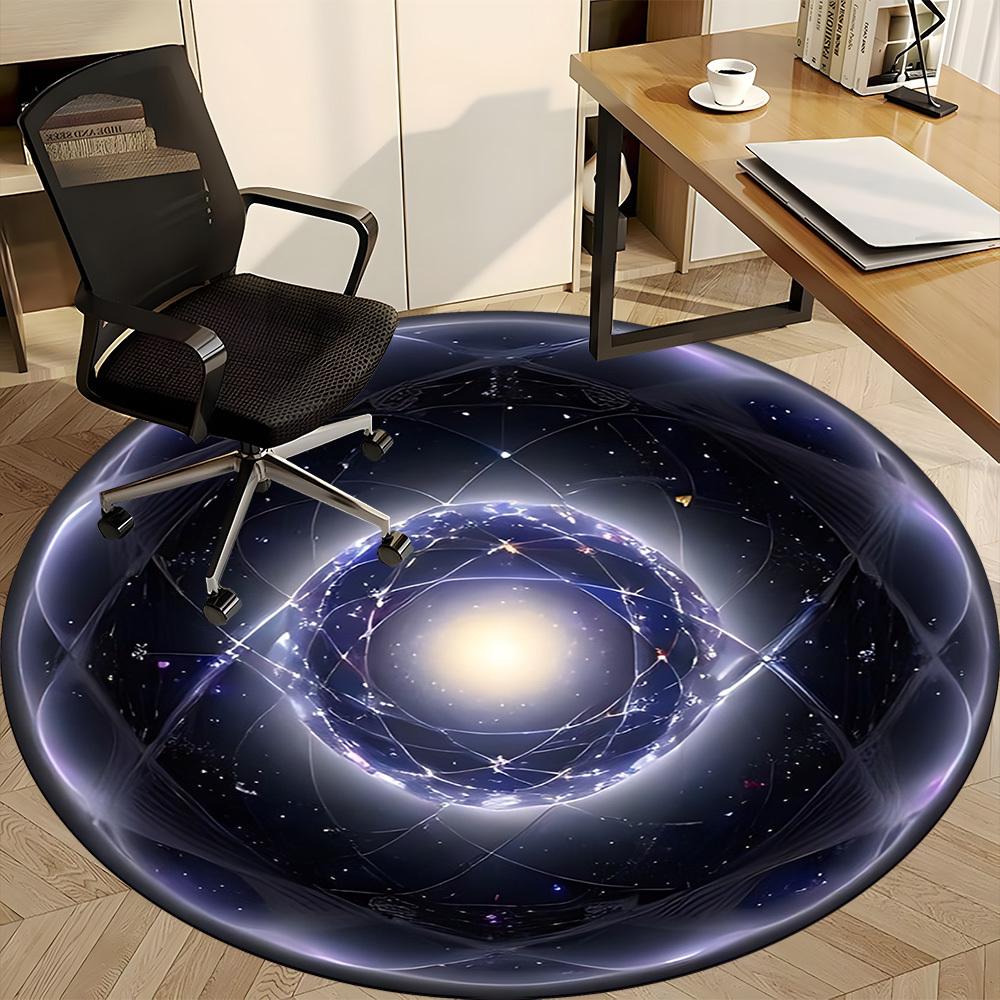 1 st Kosmisk sfärmatta för kontor, Halkfri, Rund matta, Mjuk & Bekväm, Matta för kontor, Lätt rund golvmatta