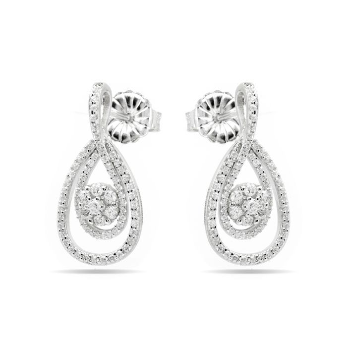 Boucles d'oreilles - LUXENTER - Isloth - Argent 925 - Plaqué rhodium - Zircone cubique