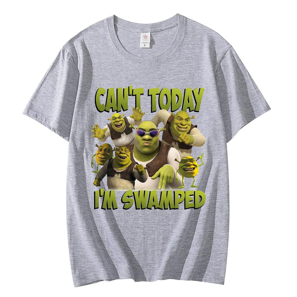 Cant Today Im Swamped Funny Shrek Meme Graphic T Shirts Unisex Women Fashion Cartoon Tshirts Summer 100cotton Oversized Tshirt