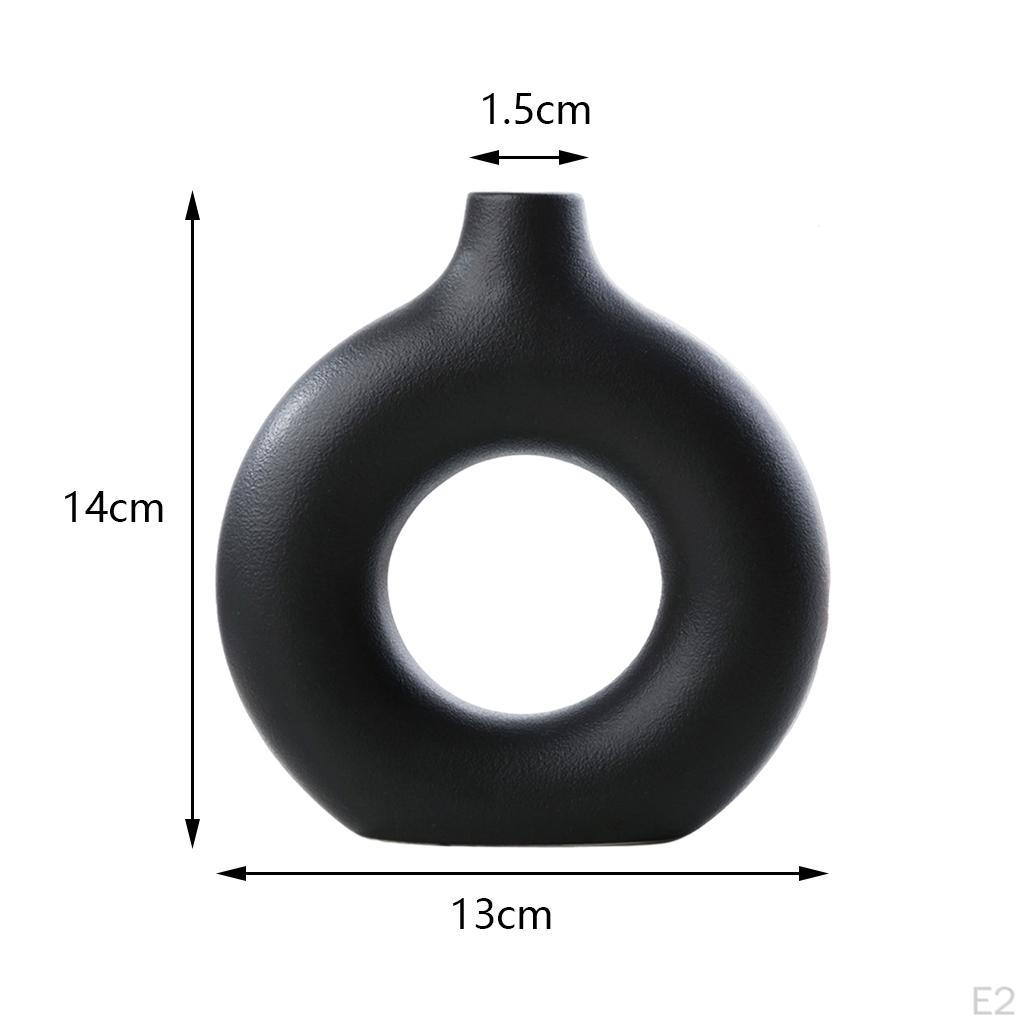 Ceramic Vase Nordic Round Hollow Circular Donuts Floral Flower Pot for Desktop Bedroom Living Room