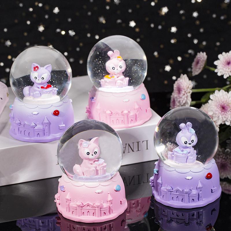 Cute Cartoon Cute Rabbit Sparkling Mini Crystal Ball Night Light Cell Button