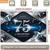 2D 75th Birthday Photography Backdrop Diamond Celebration & Silver Confetti Party Background