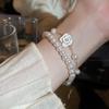 Sweet Drip 2-Piece Camellia Pearl Bracelet, Real Gold Plated, Adjustable and Elegant Women's Jewelry.