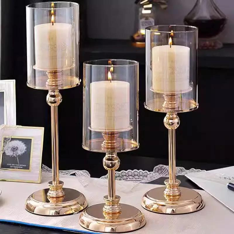 European luxury candlestick+candle,Romantic candlelight dinner prop,home room decor,modern wedding decoration Art ornaments Gift