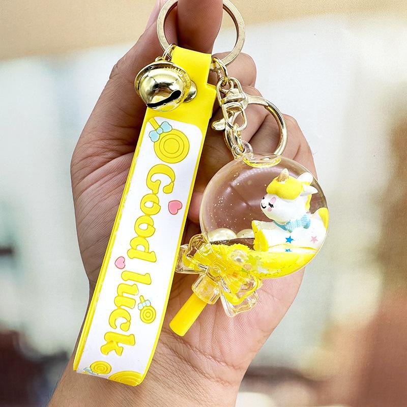 Quicksand Bottle Keychain Pendant, Exquisite Female Keychain, Lollipop, Unicorn Student Couple, Cute Schoolbag Pendant.