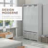 Wardrobe Storage Cabinet with Rail Curtains 3 Removable Fabric Drawers 105 X 48 X 160 Cm White