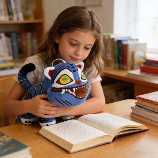 Blue Tiger Plush Toy Stuffed Tiger Hunters Anime Boy Doll Soft Stuffed Animal Doll Decoration Gift for Kids And Adults