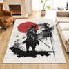 Samurai and Red Sun Ink Painting Print Carpet Rug for Living Room Bedroom Sofa Doormat Home Decor Non-slip Floor Mat