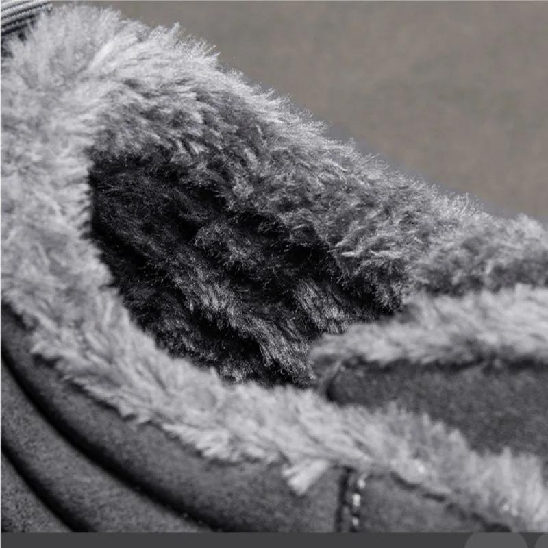 Fashion Men's Shoes Winter Snow Boots Fur Plush Warm Cotton Shoe Men Comfortable Anti Slip Outdoor Hiking Cold Proof Lace Up Ankle Boots