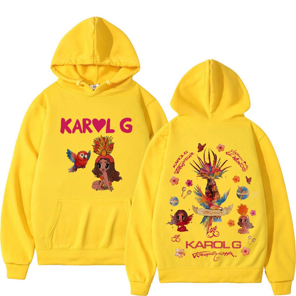 Karol G Viajando Por El Mundo Tropitour 2026 Graphics Hoodie Unisex Fashion Sweatshirts Long Sleeves Casual Hip-hop Pullovers