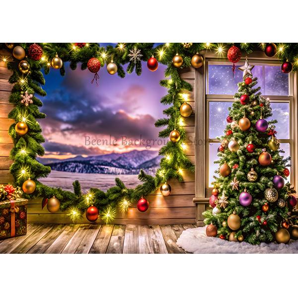 Beenle Christmas Photography Backdrop Xmas Tree Fireplace Gifts Family Party Decor Kids Portrait Background Decor Photo Studio