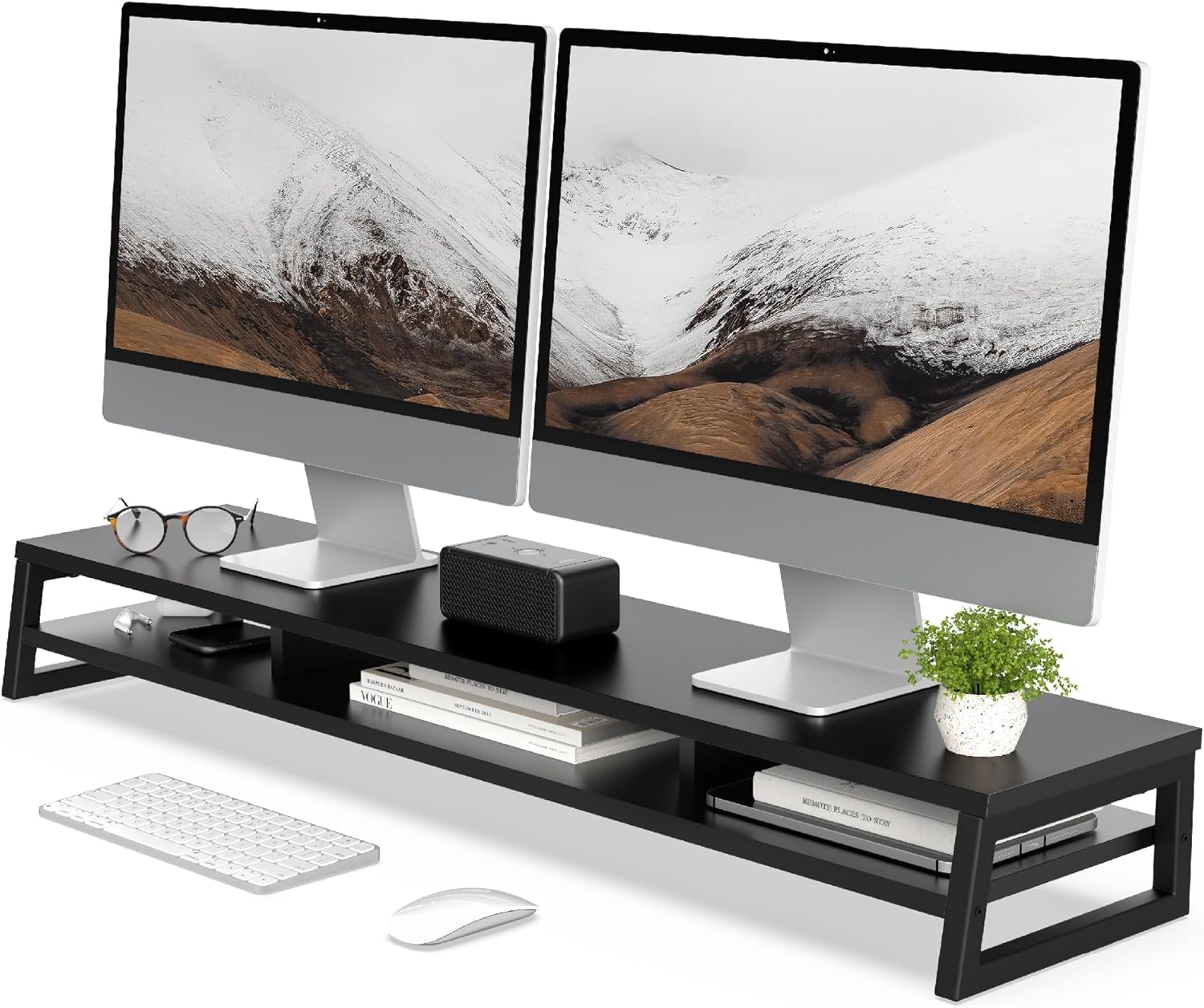 

Fenge Настольный стол для монитора Монитор Компьютер 2 ширины Настольный ПК Двойной монитор Настольный Настольный стол Подставка для дисплея Подставка, Полка, Подставка, Подставка, Ярус, чёрный