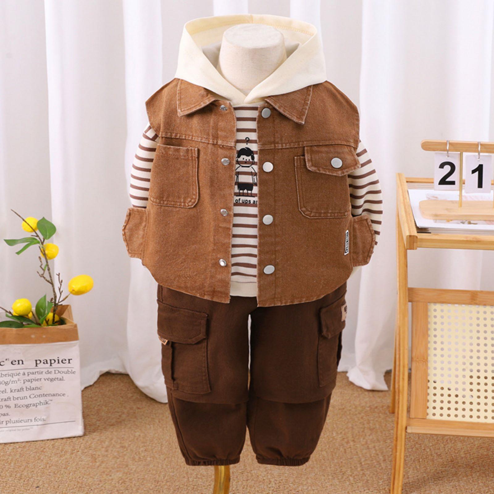 

Kids Casual Long-Sleeve Set, Comfortable Daily Wear Outfits 100 кофейный