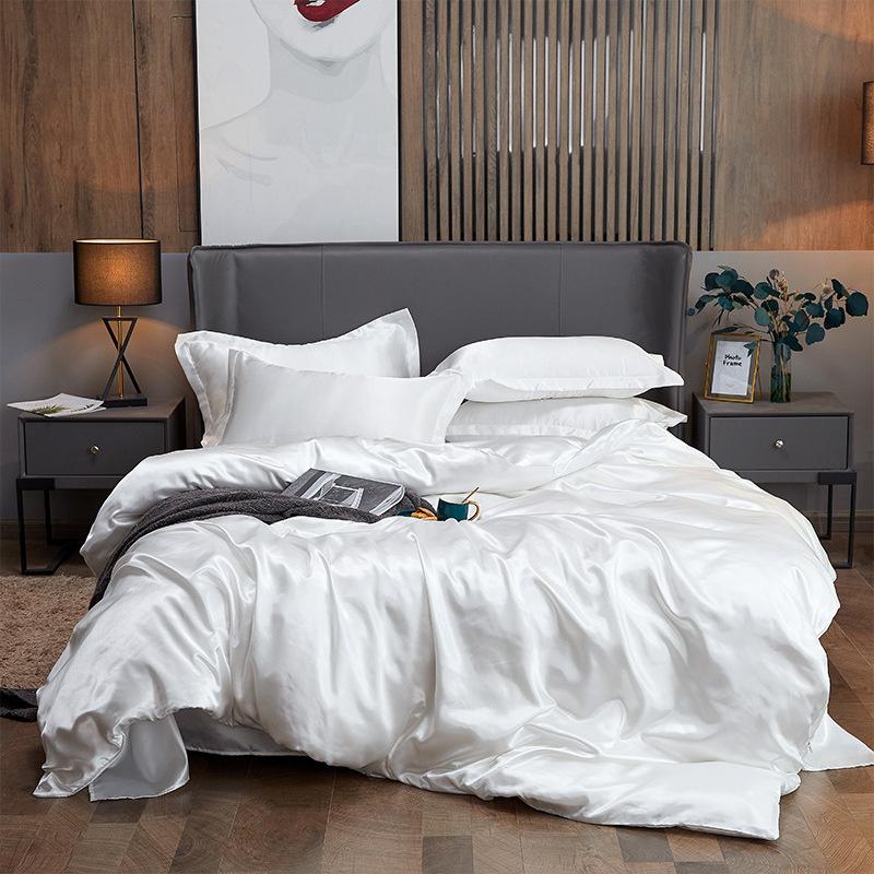 4 PCS Bedding Set Luxury Mulberry Silky Blending Bedding Set Satin Duvet Cover Set High End Single Double Comforter Cover