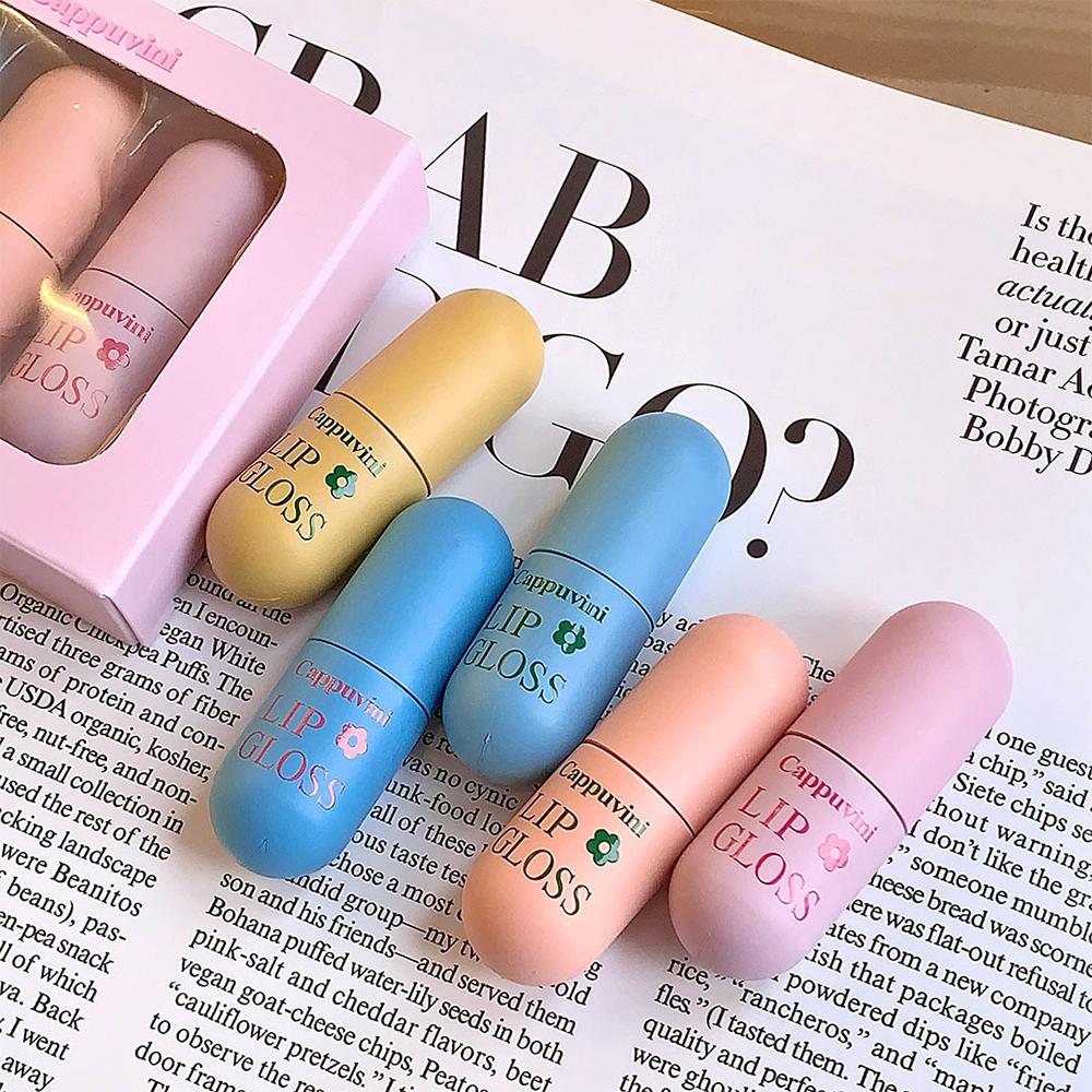CAPPUVINI Mini Capsule Brillant à Lèvres Miroir Aqueux Hydratant Vernis à Lèvres Maquillage