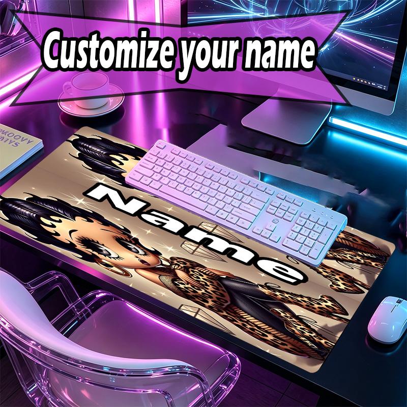 Custom Name Personalized Betty Boop Pattern Mousepad, Laptop PC Desk Mat, Decorative Desk Mat for Home Keyboard Pad Gift