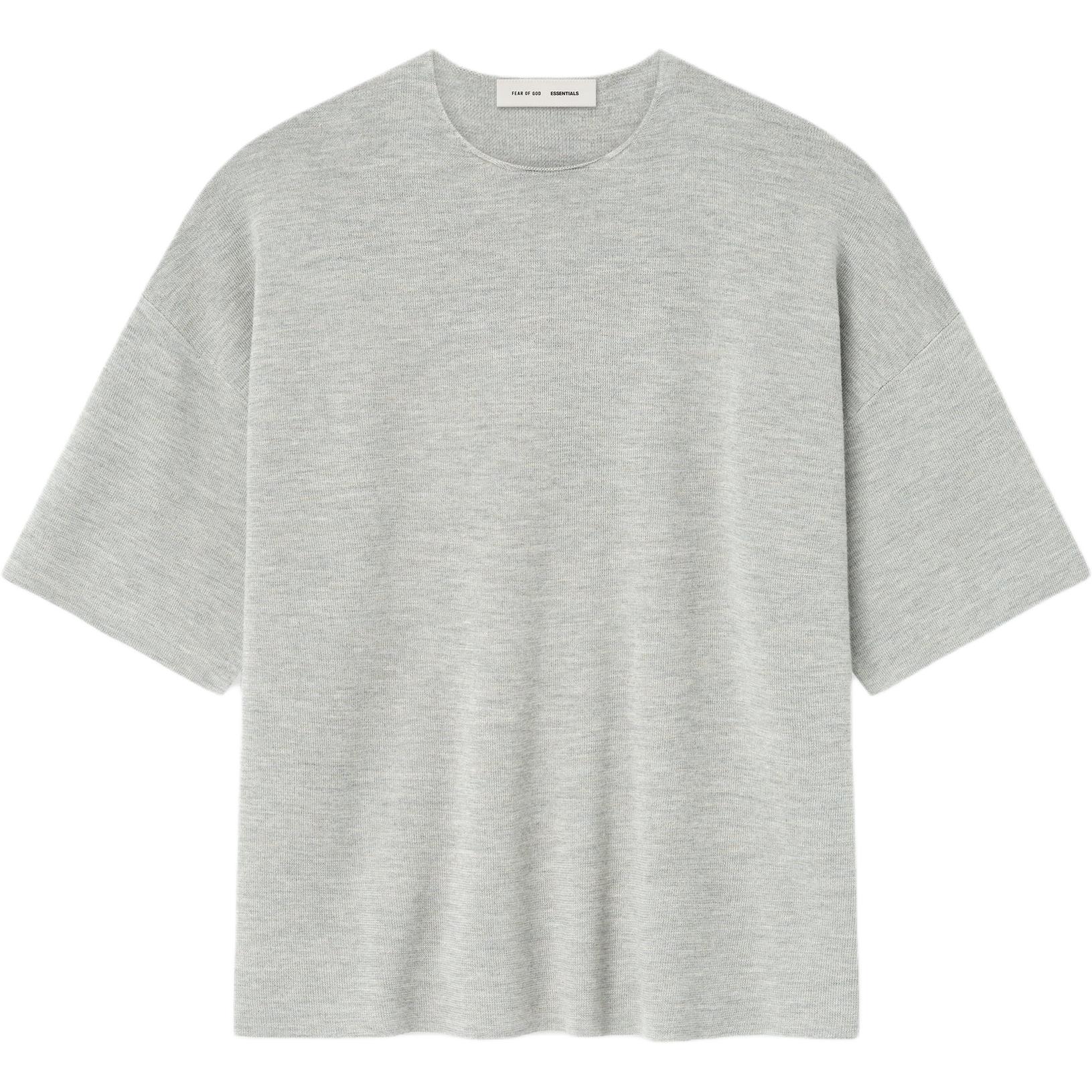 Fear of God Essentials Merino Short Sleeve Tee Concrete Heather Men Tops Grey 192SP256485F 2XL