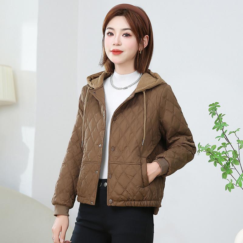 Down cotton-padded clothes women's embroidery short casual hooded cotton-padded clothes versatile warm women's short cotton jacket