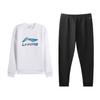 Li Ning Versatile Fashion Printed Classic Crew Neck Sweatshirt Comfortable Long Pants Casual Sports Suit Men Sweatsuit AWDVH37-6+AKLVC89-1