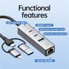 PD 60W 4 In 1 Hub Adapter iP/USB/Type-C Converter with Gigabit Ethernet/Digital Audio/Data Transfer for Laptops/PCs/Tablets/Phones