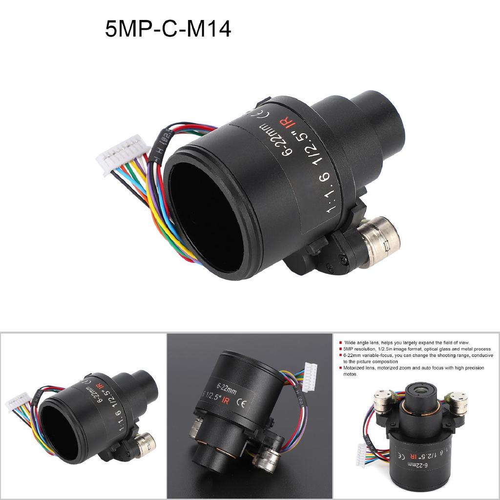 5MP Kameraobjektiv 6-22mm Motorisert Zoom M14 Feste Sikkerhetsovervåking