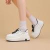 2025 New Platform White Shoes Women's Shoes Spring Versatile Sports and Leisure Shoes Heightening Lace-up Lightweight Lace-up Board Shoes
